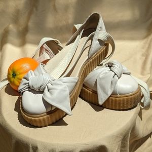 Fenty x puma platform sandals in cream/off white